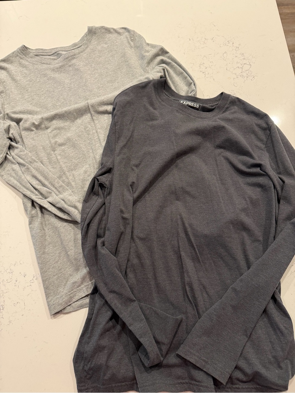 Express Men’s Long-Sleeve Crewneck Shirts - Dark Gray & Light Gray